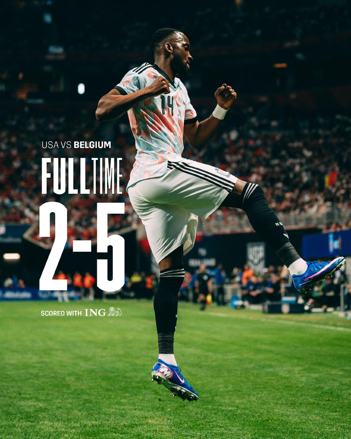 比利时5-2大胜美国队 萨勒马科尔斯献助攻